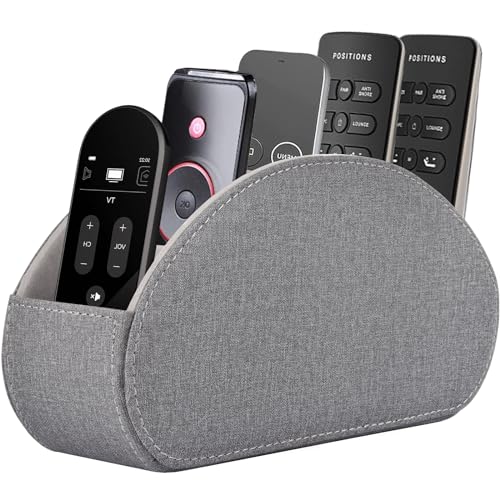 Remote Control Holder,TV Remote Caddy/Box with 5 Compartments,Bedside Table Organizer for Controller,Glasses,makeup brushes,jewelry and Media Player,Pen/Pencil Storage (Grey) - color: Grey