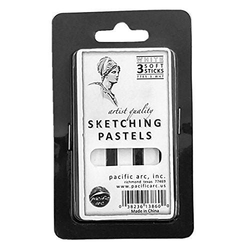 Pacific Arc - Sketching Pastel Set, 3-piece - Semi-Soft - White- For Sketching, Blending, Lighten and Drawing - Non-Toxic - color: White Color 3pc