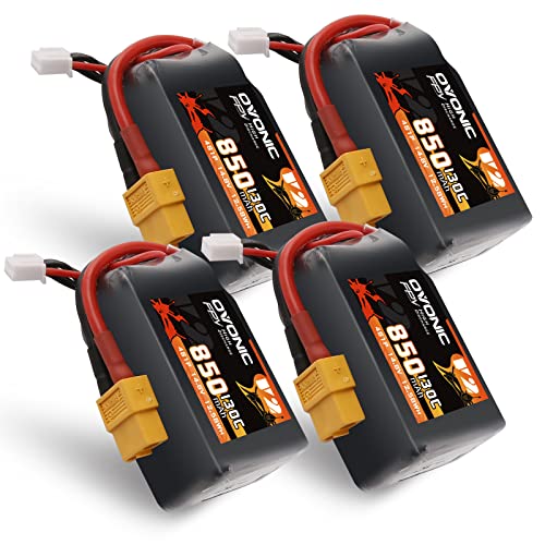 OVONIC 130C 4S 850mah Lipo Battery 14.8V Pack with XT60 Plug for FPV Racing