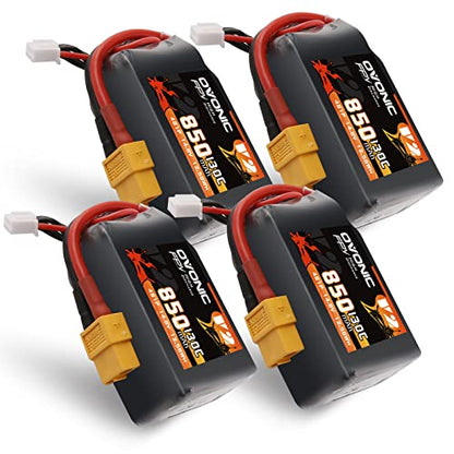 OVONIC 130C 4S 850mah Lipo Battery 14.8V Pack with XT60 Plug for FPV Racing
