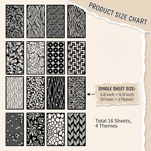16PCS Large Flower & Leaf Stencils for Painting, Crafts Reusable - color: 3.8 x 6.9in Flower & Leaf Stencils