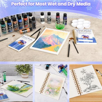 Qlmhudaim Mixed Media Sketchbook 4" x4”| 30 Sheets 140lb/300g - size: 4 x 4 Inches (1 pack)