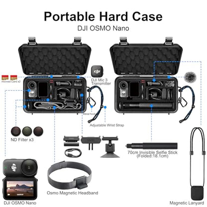 Lekufee Travel Waterproof Hard Case for DJI Osmo Nano Camera, Standard Combo, and Accessories - Black(Bag & Case Only)