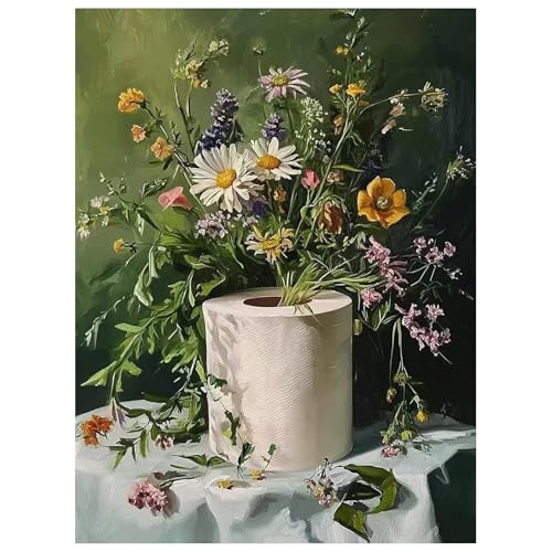 Mandun Bathroom Paint by Numbers Kit for Adults, 16x20 inch - color: Bathroom