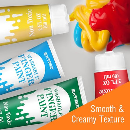 EXTRIC Finger Paint for Toddlers 1-3 Washable 12 PK, 2 OZ Tempera Paints - size: 2 Fl Oz (Pack of 12)