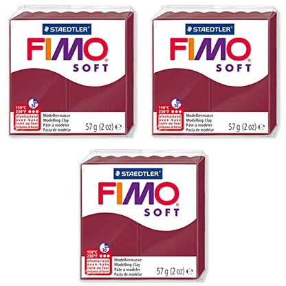 FIMO Soft Polymer Oven Modelling Clay - Most Popular Colours - 57g - Set of 3 - Merlot