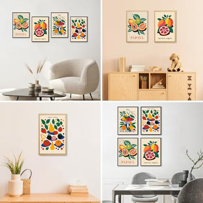 4 Pack Framed Paint by Numbers Kit for Adults, Tropical Fruit, 8 x 12 Inch - color: TRTDOP4F204