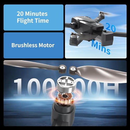 Drones with Camera for Adults 4K, GPS Drone with 4.5” LCD Screen Controller Follow Me Auto Return 5G Long Range Transmission Foldable FPV Drone for Beginners Under 249g