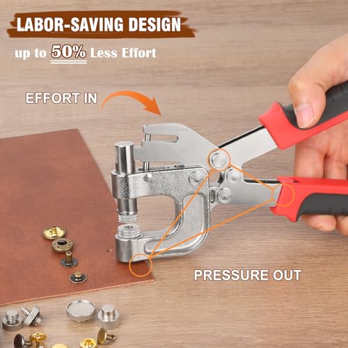 Leather Rivets Snap Buttons and Fasteners Kit - 40 Set 15MM Button Snap & 160 Set Rivets with Tool for Leather - 4 Colors Metal Snaps Rivet for Fabric Repair and Crafts, Jeans Wears, Jackets