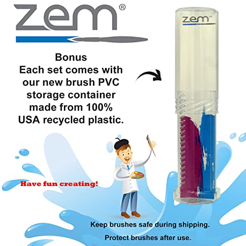 ZEM Brush Mfg Deluxe Stencil Artist Paint Brush Set 7 pcs Sizes 2 4 6 8 10 12 14