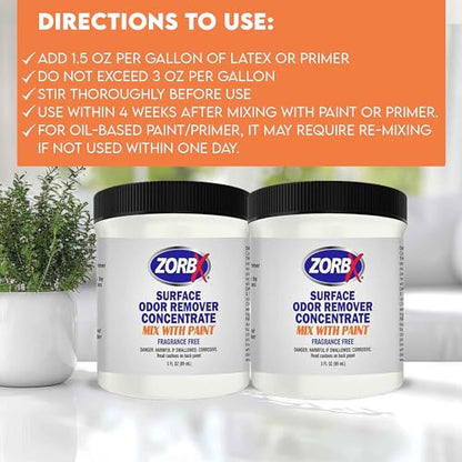 ZORBX 3 Oz Concentrate Surface Odor Remover Paint Additive (Pack of 2) - size: 2 Jars
