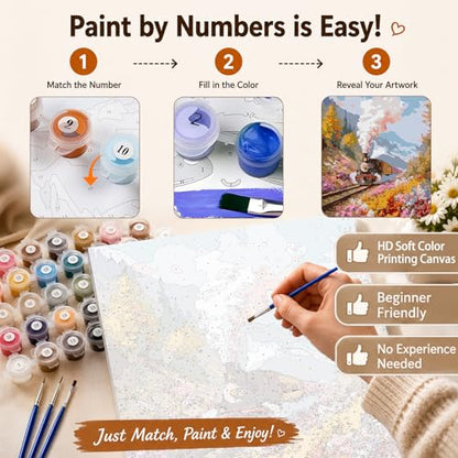 AUKELHJ Paint by Numbers Kit for Adults Beginner, Train, 16X20 Inch - color: 14-Train