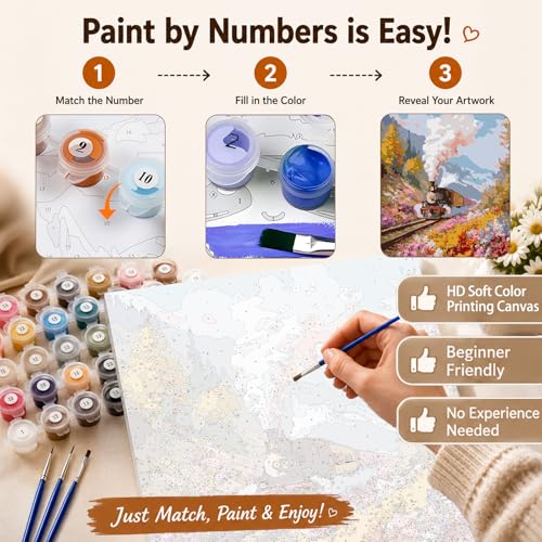 AUKELHJ Paint by Numbers Kit for Adults Beginner, Train, 16X20 Inch - color: 14-Train