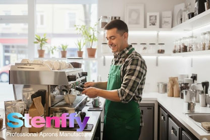 Kitchen Apron, Work Apron, Canvas Apron, Green - color: Green