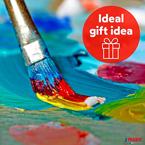 J MARK Paint and Canvas Set – Mini Canvas Acrylic Painting Kit with Wooden Easel, Canvases, Acrylic Paint, Brushes & Palette, Canvas Paint Set, Painting Kit for Adults & Kids - color: 14 Pcs