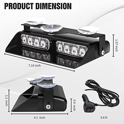 XRIDONSEN 2 in 1 Dash Strobe Lights 2×7.16 inch 16 LED Windshield Lights - color: Green/White