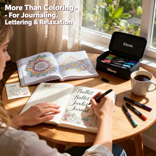 168 Colors Dual Brush Art Pens with Coloring Pages