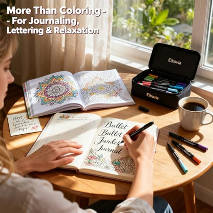 168 Colors Dual Brush Art Pens with Coloring Pages
