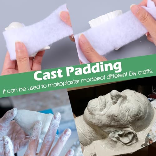 Gjinxi 6 Rolls Cast Padding, Individual Pack Soft Cotton Undercast Padding Wrap, Paddings Bandage Cast Use with Plaster Cloth Gauze for Halloween Wrap Bandage Art, Body Casts, Mask Making, Craft