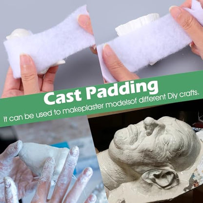 Gjinxi 6 Rolls Cast Padding, Individual Pack Soft Cotton Undercast Padding Wrap, Paddings Bandage Cast Use with Plaster Cloth Gauze for Halloween Wrap Bandage Art, Body Casts, Mask Making, Craft