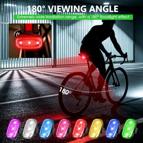 12Pcs Wireless LED Strobe Lights, 8 Colors 10 Kind of Lighting Effects USB Rechargeable Anti-Collision Warning Light, High Brightness LED Strobe Lights for Bike Car Drone Motorcycle Aircraft - color: 12pcs