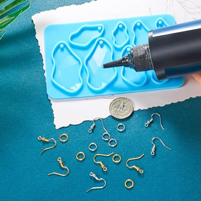 Elecrelive Geometry Earring Silicone Molds Jewelry Casting Molds Resin Pendant Casting Mould with Ear Hooks for Women DIY Craft Pendants Necklace Key Chains - color: Blue
