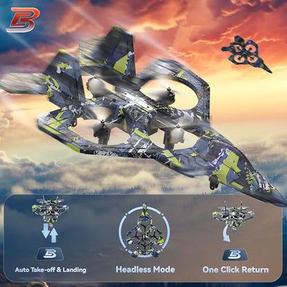 BEZGAR HQ057X RC Fighter Airplane丨Mini Drone Remote Control Jet Plane Stunt Drone for Adults & Kids Toy with Light Gift for Kids Beginner Blue - color: Camouflage Blue