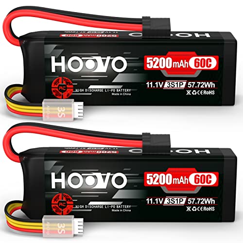 HOOVO 11.1V 3S LiPo Battery 5200mAh 60C with Tr Plug 2Packs