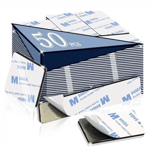 Super Sticky Double Sided Adhesive Pads,3mm Foam 50Pcs, Strong Double-sdied Sticky Foam Tape,2 Sided Way Black Rectangle 3.36" ,Removable Double-sided Mounting Tape ,Heavy Duty Sticky Pads for Walls - color: Black