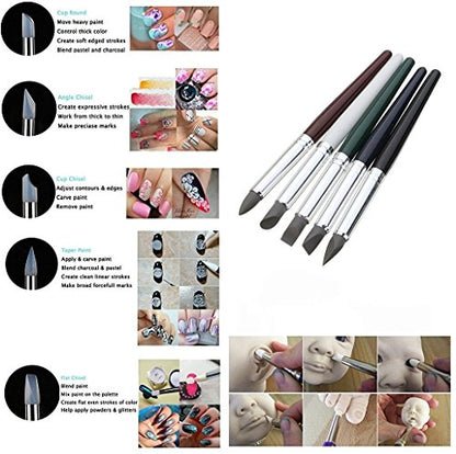 COMIART Clay Sculpture Tools Silicon Color Shapers Painting Brushes Size 6 - size: size6