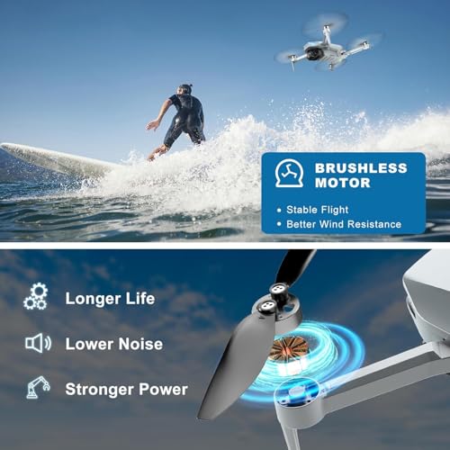 2K Drone with Camera for Adults & Beginners, Mini Drone with 2 Batteries - color: Blue