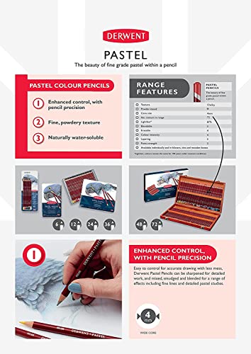 Derwent Pastel Pencils, 4mm Core, Metal Tin, 12 Count (32991) - size: 1 Count (Pack of 12)