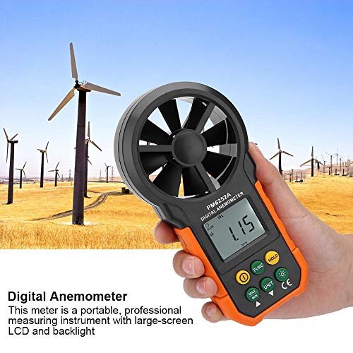 PM6252A Digital Anemometer,Portable High Exactness Handheld Wind Speed Meter Air Volume Measuring Meter for Weather Data Collection and Windsurfing Kite Flying Sailing