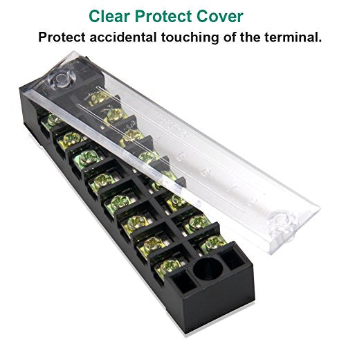 Terminal Block, 8 Circuits 600V 15A Dual Row Screw Terminal Strip, 6 Sets - size: 15A 8P+6pcs Jumpers