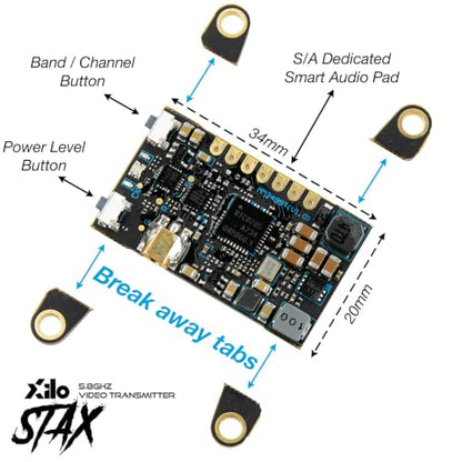 XILO STAX 5.8GHz FPV Video Transmitter (25-600mW) w Smart Audio White