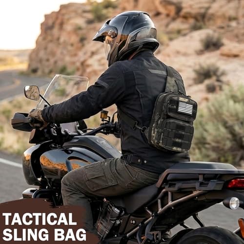 Tactical Sling Bag Backpack, RFID Blocking Crossbody Shoulder Bag for Men - color: Black CM