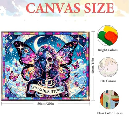 igoodom Sugar Skull Paint by Numbers Kit for Adults, DIY Painting Project - color: MY0300, size: 19.7x15.7in(50x40cm)
