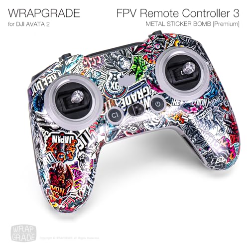 WRAPGRADE Skin Compatible with DJI FPV RC/FPV Remote Controller 3 (Metail Sticker Bomb) - color: Metal Sticker Bomb