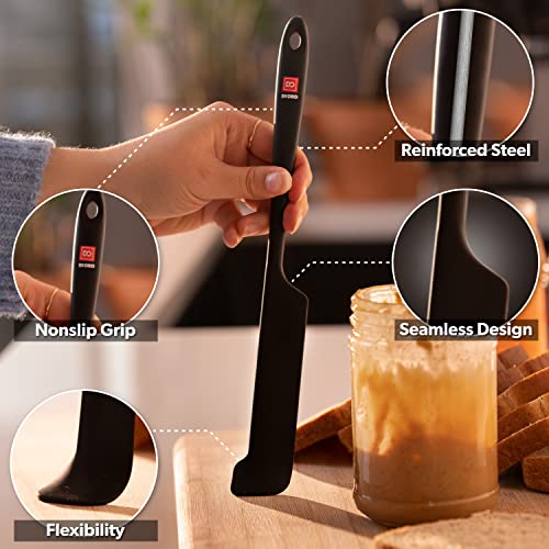DI ORO Silicone Jar Spatula Set - 600F Heat Resistant, 5-Pc Black - color: Black