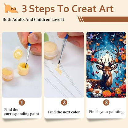 Reivworl Deer Paint by Numbers Kit for Adults Beginner 16×20 inch - color: 01-deer