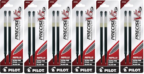 Pilot, Precise V5 RT Liquid Ink Refills, Extra Fine Point 0.5 mm, Black, 6 Count (Pack of 2) - color: Black, size: 6 Count (Pack of 2)
