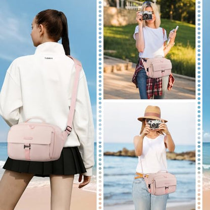 MOSISO Camera Shoulder Bag Camera Case Crossbody Sling Purse, Pink - color: Pink