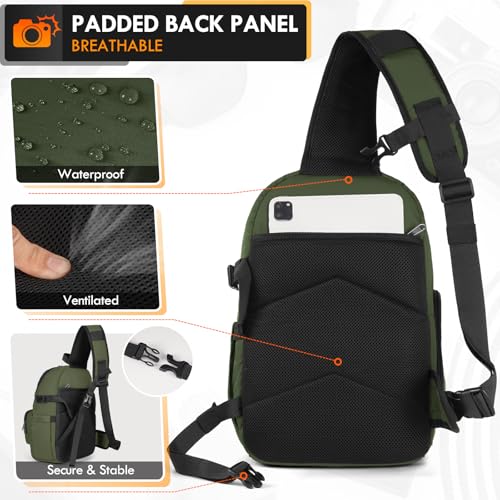 RAINSMORE Camera Sling Bag, Small Dslr/Mirrorless Camera Bag & Case - color: Army Green