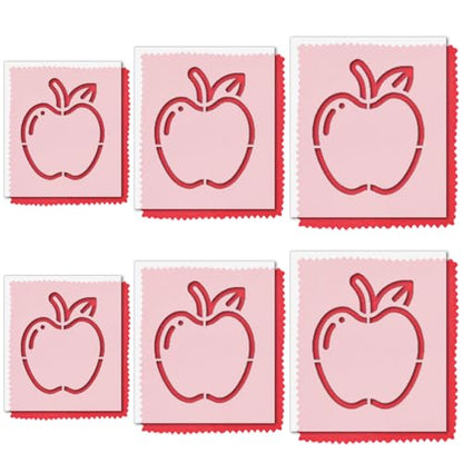 Stencil Stop Apple Stencils - Reusable for DIY Projects, Painting, Drawing, Crafts - 14 Mil Mylar Plastic (Apple- 6 Pack (2", 3", and 4", 2 Each)) - size: Apple- 6 pack (2", 3", and 4", 2 each)