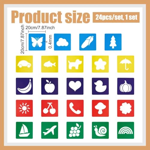 CUTHOLLOW 24 PCS Animal & Fruit & Plant Painting Shape Stencils Sets - style: 24pcs-Animal&Fruit&Plant