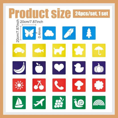 CUTHOLLOW 24 PCS Animal & Fruit & Plant Painting Shape Stencils Sets - style: 24pcs-Animal&Fruit&Plant