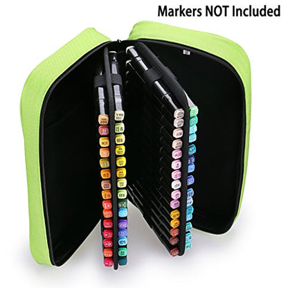 BTSKY Art Marker Carrying Case Lipstick Organizer-60 Slots Canvas Zippered - color: Green