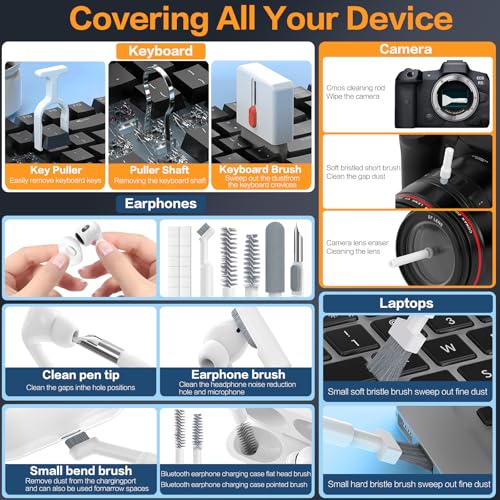 34-in-1 Electronics Cleaning Kit for iPhone, AirPods, Keyboard, USB C, Port - color: White