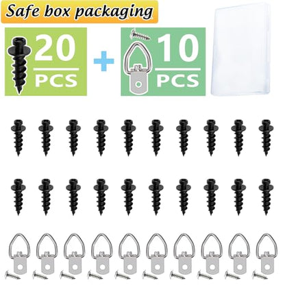 20Pcs Black Wall Double Headed Picture Hanging Screws Nails Kit for Hanging - color: Black Zinc, size: 20 Pack + D-ring