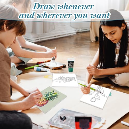 Engrowtic 12 Pcs 8 x 10 Flower Fruit Pre Drawn Canvas to Paint for Adults - style: Cream Style